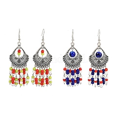 Alloy Glass Seed Beads Teardrop Chandelier Earrings&nbsp;EJEW-JE06509