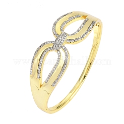 Brass Micro Pave Clear Cubic Zirconia Bangles for Women&nbsp;BJEW-D368-02G