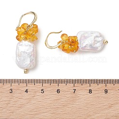 Natural Amber Dangle Earrings&nbsp;EJEW-JE07055