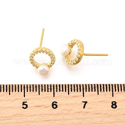 925 Sterling Silver Clear Cubic Zirconia Ring Stud Earrings&nbsp;EJEW-L300-09G
