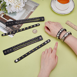 3Pcs Punk Style Imitation Leather Cord Bracelets&nbsp;BJEW-WH0014-076A