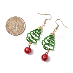 Aluminum Wire Wrapped Christmas Tree Dangle Earrings&nbsp;EJEW-JE05829-01
