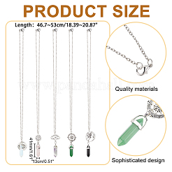 5Pcs 5 Style Glass Imitation Gemstone Bullet Pendant Necklaces Set&nbsp;NJEW-GA0001-04