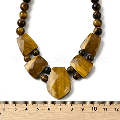 Natural Tiger Eye Faceted Bib Graduated Beaded Necklaces for Women&nbsp;NJEW-B128-01H