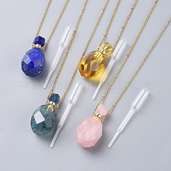 Natural Gemstone Perfume Bottle Pendant Necklaces&nbsp;NJEW-F251-11