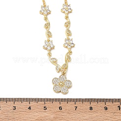 Brass Pave Cubic Zirconia Flower Pendant Necklaces&nbsp;NJEW-C121-04B-G