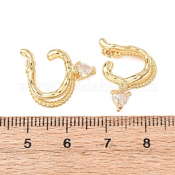 Heart Brass Micro Pave Clear Cubic Zirconia Cuff Earrings&nbsp;EJEW-H178-05G