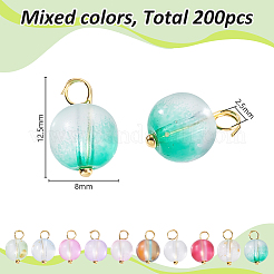 200Pcs Frosted Baking Paint Glass Charms&nbsp;PALLOY-GA00022