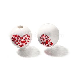 Valentine's Day Element Printed Wood Beads&nbsp;WOOD-R002-01-32