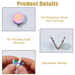 12Pcs 304 Stainless Steel Cuff Earrings&nbsp;EJEW-HS0001-28RC