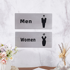 2Pcs 2 Styles Aluminum Women Restroom Toilet Sign Board&nbsp;AJEW-WR0003-26A
