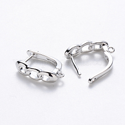 Brass Hoop Earring Findings with Latch Back Closure&nbsp;X-KK-T048-024P-NF