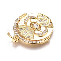 Brass Micro Pave Clear Cubic Zirconia Pendants&nbsp;ZIRC-O035-09G