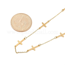 Ion Plating(IP) 304 Stainless Steel Cross Link Chain Necklaces for Women&nbsp;NJEW-P320-03G