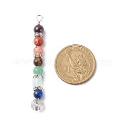 7 Chakra Mixed Gemstone Copper Wire Wrapped Big Pendants&nbsp;PALLOY-JF01899-02