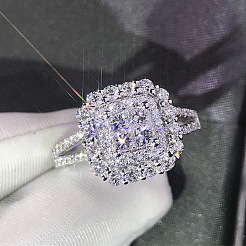 Brass Micro Pave Cubic Zirconia Finger Rings for Women&nbsp;FS-WG4C4EA-07
