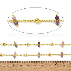 Handmade Faceted Natural Lavender Amethyst Beaded Chains&nbsp;CHC-L050-02G-12
