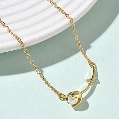Brass and Acrylic Rose Flower Pendant 304 Stainless Steel Chain Necklaces for Women&nbsp;NJEW-D341-02G