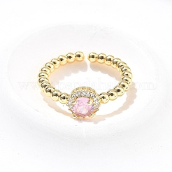 Round Brass Micro Pave Cubic Zirconia Cuff Bangles & Rings Sets for Women&nbsp;SJEW-R002-01G-06