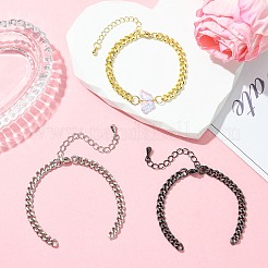 3Pcs 3 Colors Brass Cuban Link Chain Bracelet Making&nbsp;FIND-CJ0004-99
