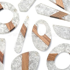 20Pcs 10 Styles Transparent Resin & Walnut Wood Big Pendants&nbsp;RESI-YW0001-31
