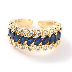 Cubic Zirconia Horse Eye Open Cuff Ring&nbsp;RJEW-C024-02G