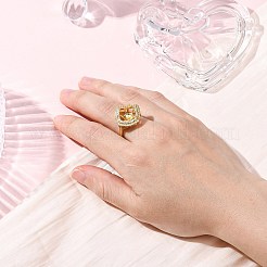 Rhombus Brass Micro Pave Clear Cubic Zirconia Adjustable Ring Settings&nbsp;KK-D378-34G
