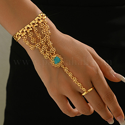 Bohemian Style Alloy Floral Link Ring Bracelets for Women&nbsp;PG0157