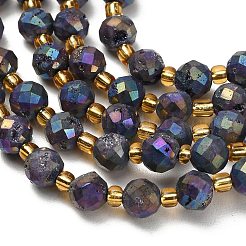 Electroplated Natural Druzy Geode Crystal Beads Strands&nbsp;G-F833-P01-8mm-13