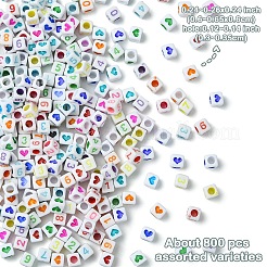 800Pcs 2 Styles Opaque White Acrylic Beads&nbsp;MACR-YW0003-31