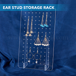 Rectangle Transparent Acrylic Slant Back Earring Display Stands&nbsp;EDIS-WH0031-07