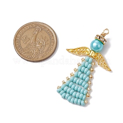 Angel Glass Seed Beads Pendants Decrotions&nbsp;HJEW-MZ00113-05