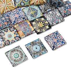 20Pcs Printed Glass Flat Back Cabochons&nbsp;GGLA-FS0001-21