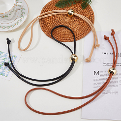 3Pcs 3 Colors Detachable PU Leather Drawstring Pull String Purse Strap with Plastic Bead&nbsp;AJEW-FI0005-05