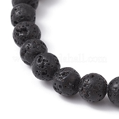 Natural Lava Rock & Mixed Gemstone Round Beaded Stretch Bracelet&nbsp;BJEW-JB09767