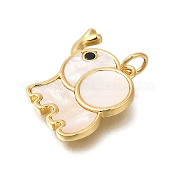 Rack Plating Brass Pave Natural Shell Pendants&nbsp;ZIRC-F142-07G
