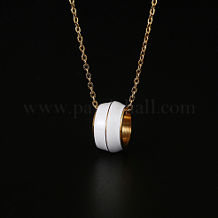 304 Stainless Steel Enamel Ring Pendant Necklaces for Women&nbsp;UA5273-1