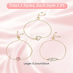 3Pcs 3 Styles Brass Slider Bracelet Sets&nbsp;BJEW-GA00001