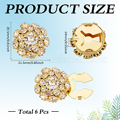 6Pcs Alloy Rhinestone Cufflinks&nbsp;BUTT-PH0001-54G-01