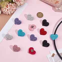 12Pcs 6 Colors Heart Polymer Clay Rhinestone Stethoscope Pendant Decorations&nbsp;HJEW-MA00011