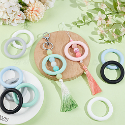 28Pcs 7 Colors Ring Silicone Focal Beads&nbsp;SIL-NB0001-51