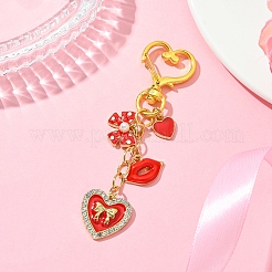 Valentine's Day Heart Lip Bowknot Alloy Enamel Pendant Decoration&nbsp;HJEW-FS00029