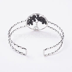 Natural Gemstone Chip Bead Cuff Bangles&nbsp;BJEW-L624-B