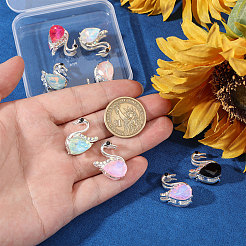 8Pcs 8 Colors Alloy Micro Pave Cubic Zirconia Beads&nbsp;ALRI-CA0001-15