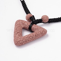 (Jewelry Parties Factory Sale)Triangle Lava Rock Pendants Necklaces&nbsp;NJEW-D205-03