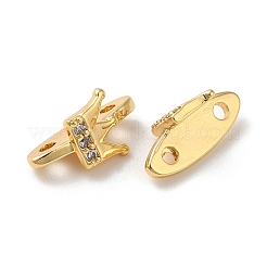 Brass Micro Pave Clear Cubic Zirconia Slide Charms&nbsp;KK-P239-20G