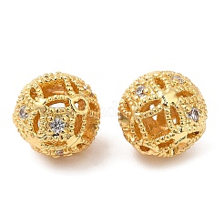 Brass Micro Pave Clear Cubic Zirconia Beads&nbsp;KK-I705-10G