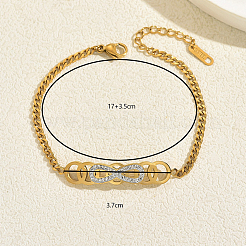 Stainless Steel Micro Pave Clear Cubic Zirconia Geometric Circle Infinity Link Bracelets for Women&nbsp;KW7730