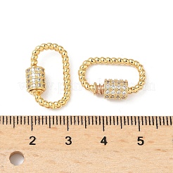 Brass Micro Pave Clear Cubic Zirconia Screw Carabiner Lock Charms&nbsp;KK-Z118-05G