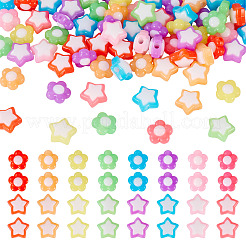 100Pcs 2 Styles Two Tone Opaque Acrylic Beads&nbsp;SACR-TA0001-59